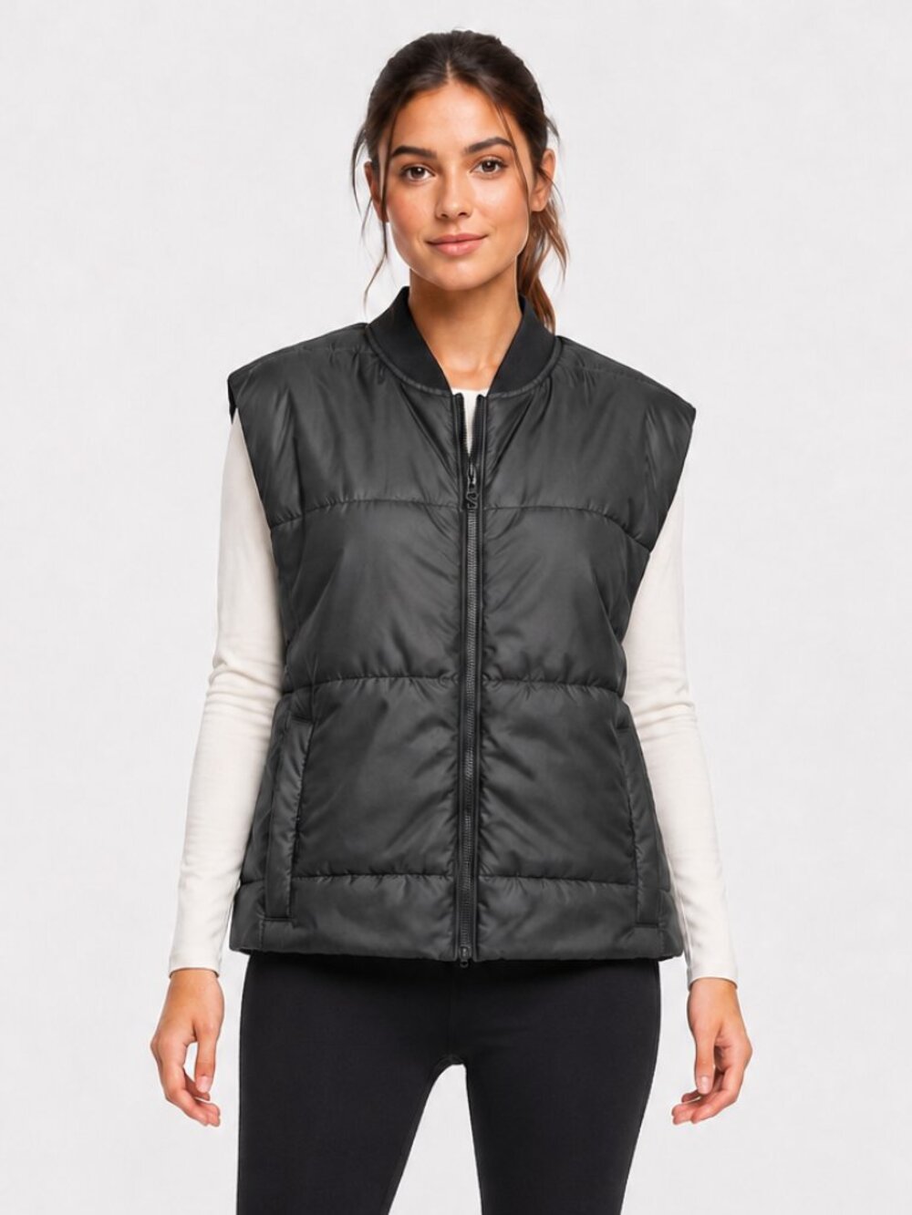 Zara Black Quilted Puffer Vest Full Zip Women’s Small